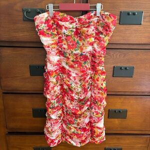 Multicolor Strapless Floral Ruched Mini Dress Size XS/S, Forever 21